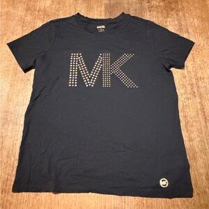 Michael Kors Black Tee with Studded MK Logo
